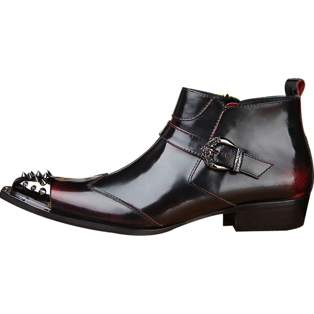 Wing Tip Pointed Ankle Boots for Men