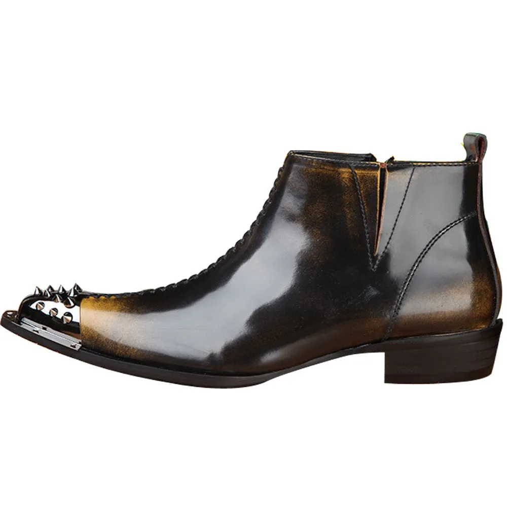 Wing Tip Pointed Ankle Boots for Men
