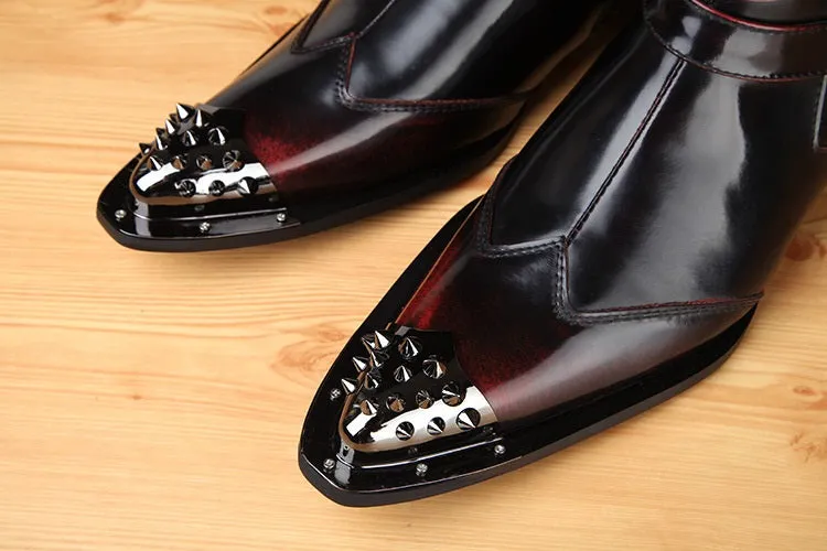 Wing Tip Pointed Ankle Boots for Men