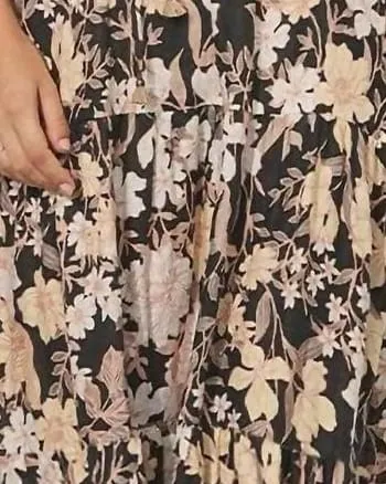 Women'S Delilah Tiered Midi Skirt In Black Floral | Black Floral