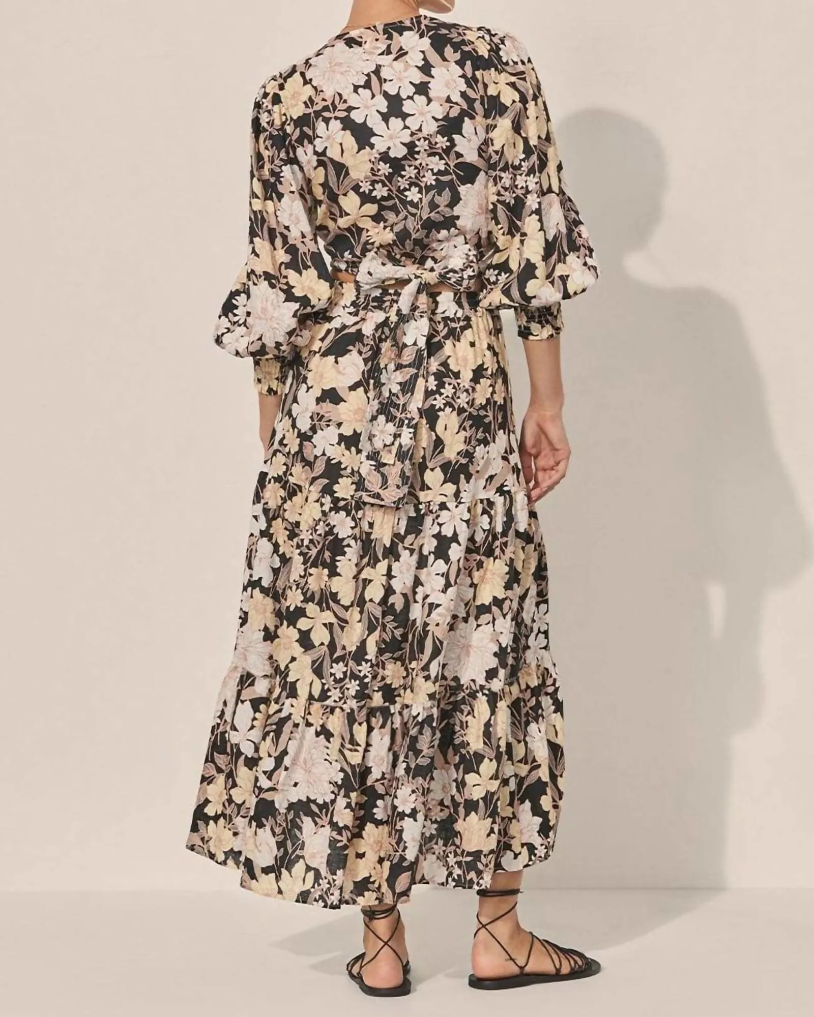 Women'S Delilah Tiered Midi Skirt In Black Floral | Black Floral