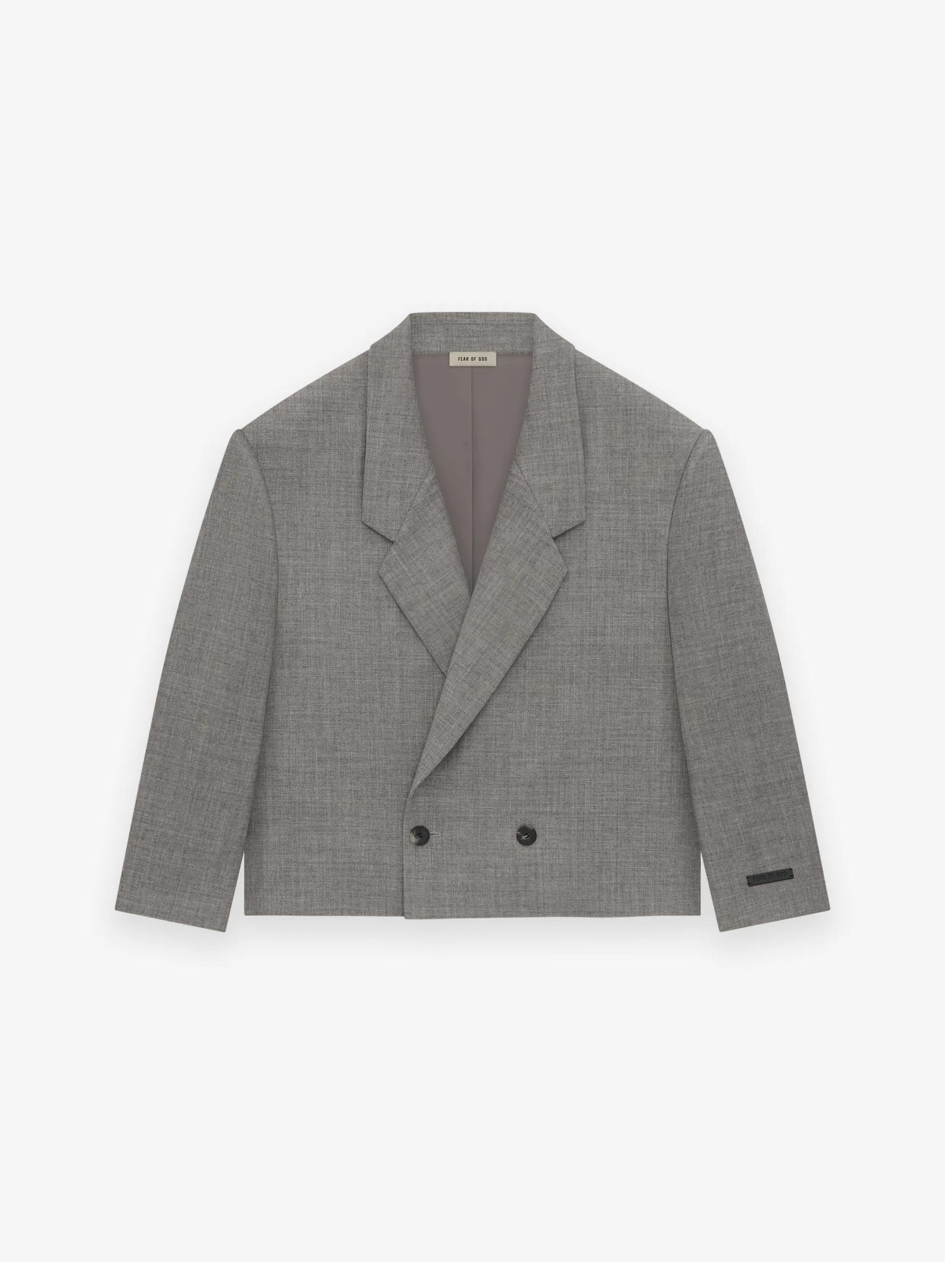 Wool Canvas Cropped Relaxed Blazer