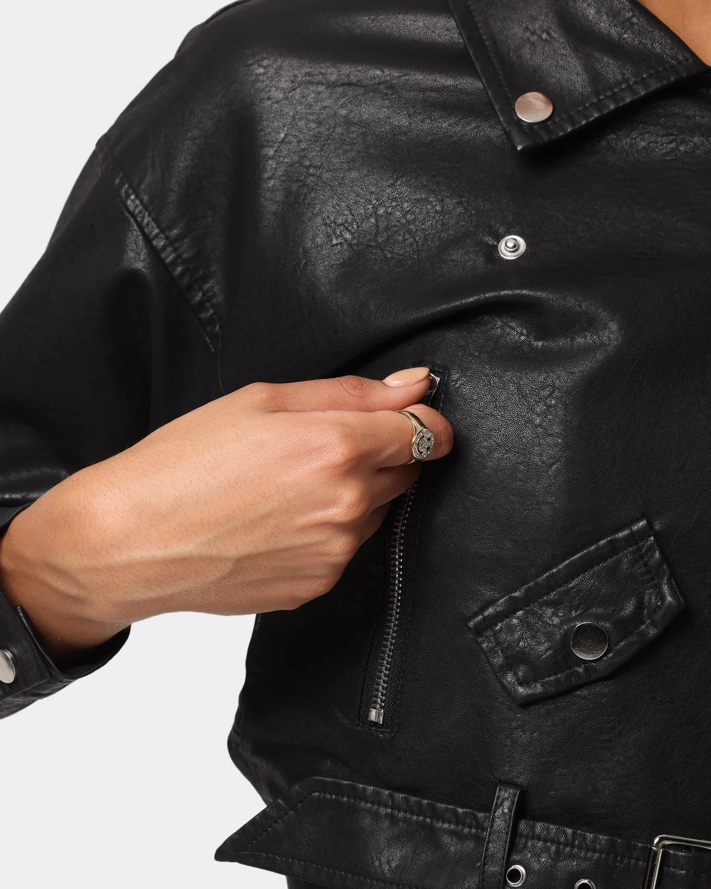 XXIII Women's Luna Crop Biker Jacket Black